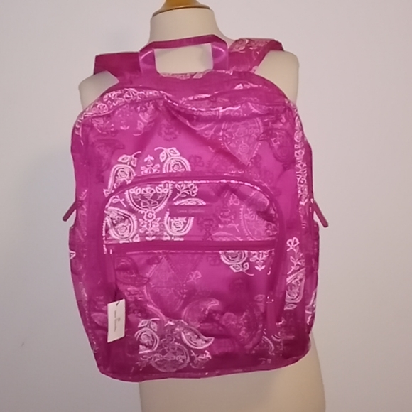 ‼️FREE‼️Vera Bradley Pink Stamped Paisley Backpack - Picture 2 of 10